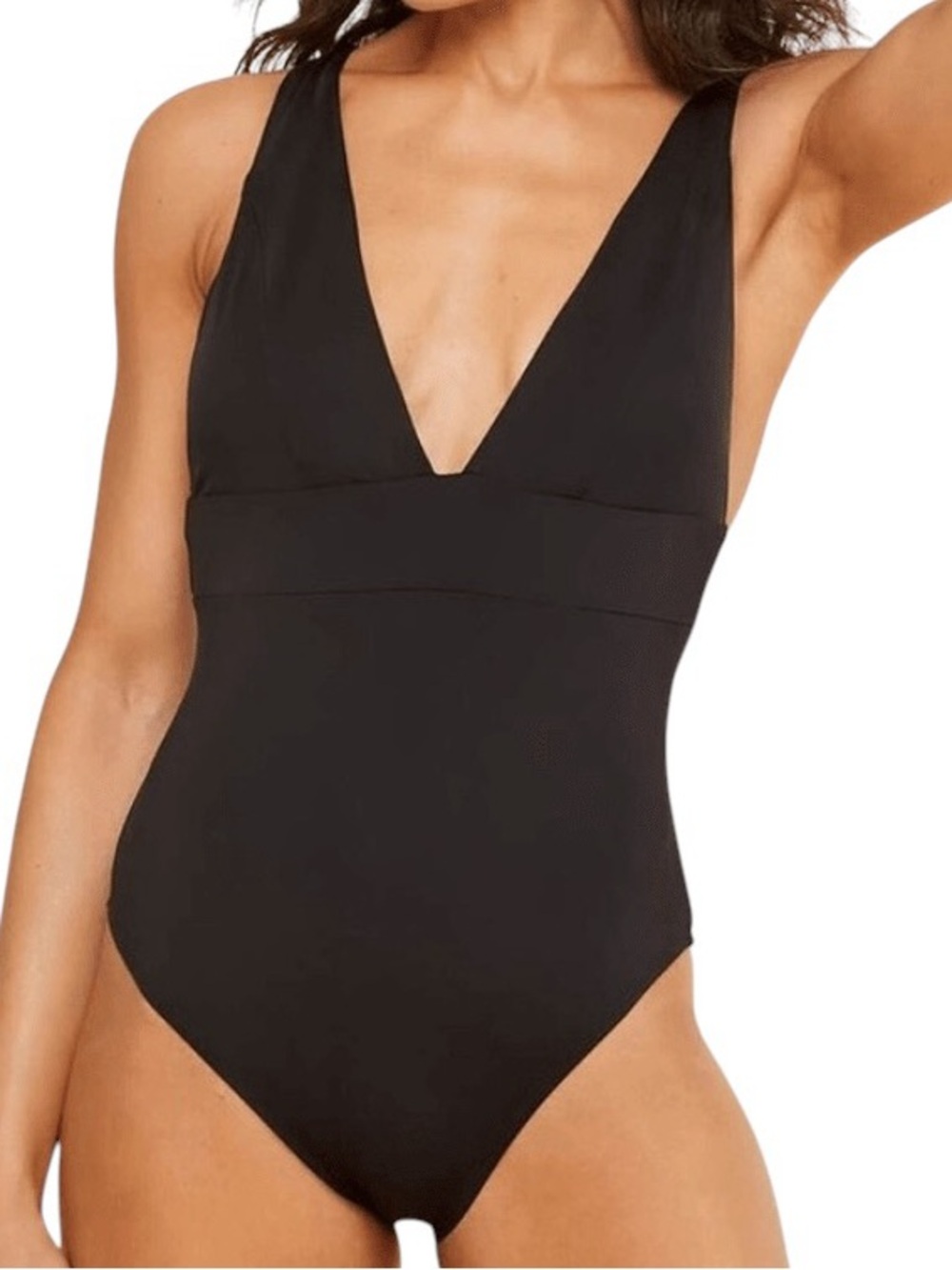 NWOT - Andie Sardinia V-Neck One Piece Swimsuit Black Size Medium Tall